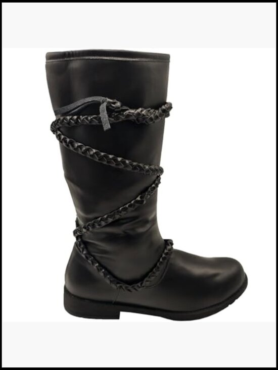 Men\'s Medieval Faux Leather Boots Lace Up Cosplay Gothic Pirate Viking Shoes main image 6
